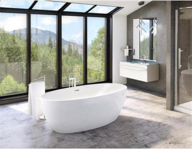 FLEURCO Voce free standing bathtub, bathroom renovating ideas and designs Barrie Ontario 705-309-0758