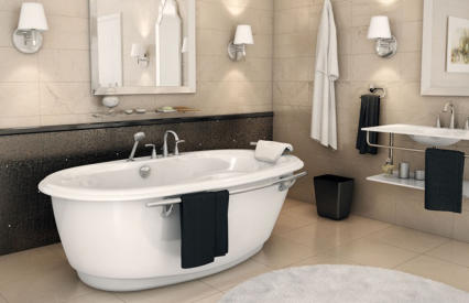 MAAX Souvenir F free standing bathtub, bathroom renovating ideas and designs Barrie Ontario 705-309-0758.